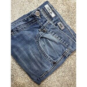 BKE Tyler Mens Bootcut Jeans Medium Wash Distressed Denim 35x29 (Tag 36R)